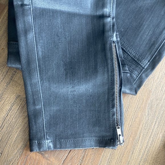 Fidelity Los Angeles Ozzy Jeans Womens Faux Leather in Zen Metallic Twill, NWOT - Picture 5 of 9